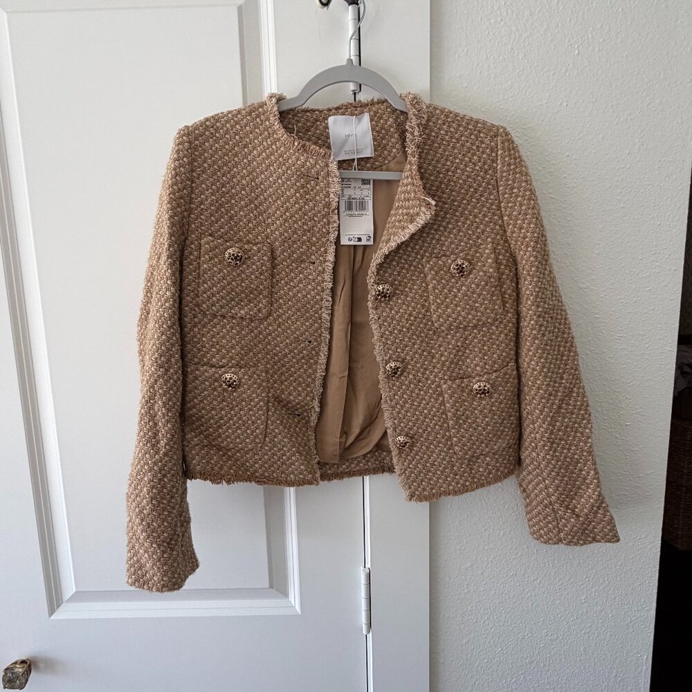 Mango Crop Tweed Jacket, Size S